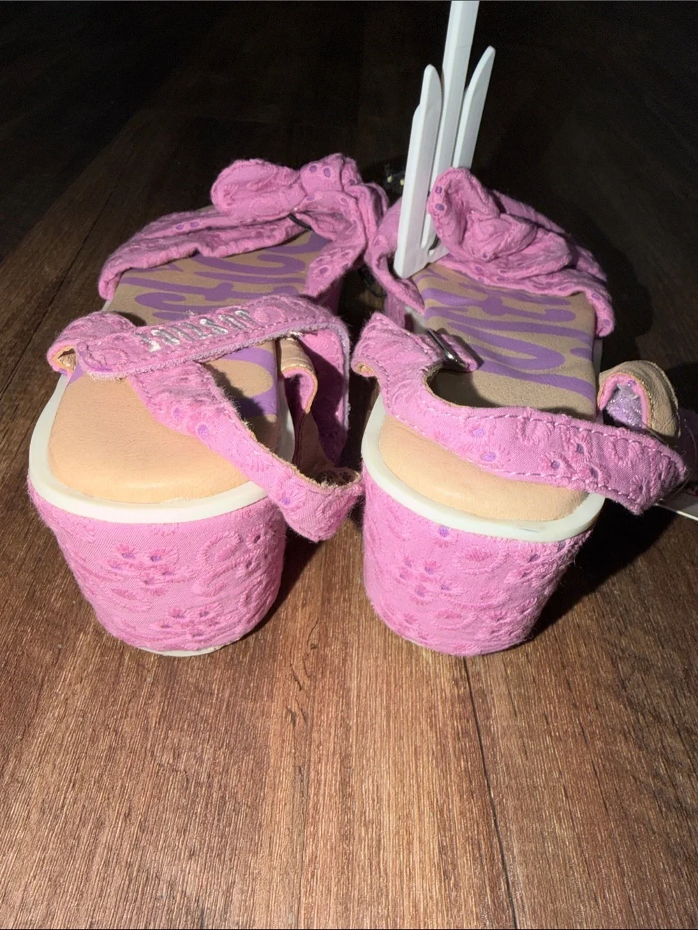 Justice Girls Purple Eyelet Wedge Sandals size 4 NWT